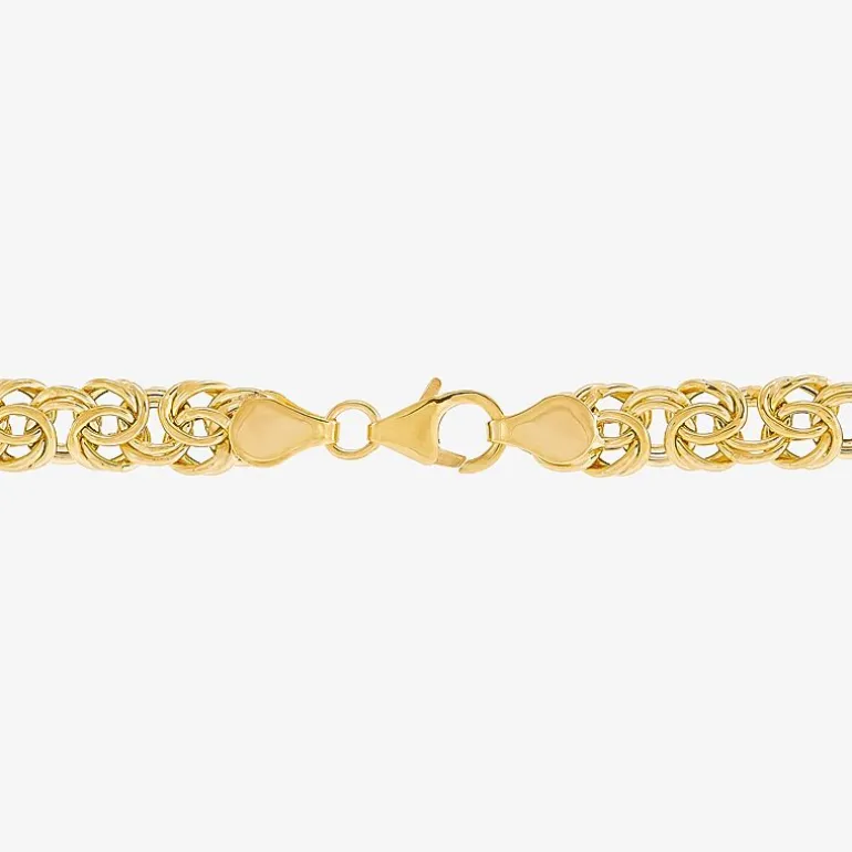 Made in Italy Womens 14K Gold 8 Inch Hollow Byzantine Chain Bracelet