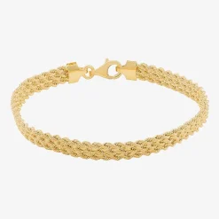 Made in Italy Womens 14K Gold 7.5 Inch Hollow Rope Chain Bracelet