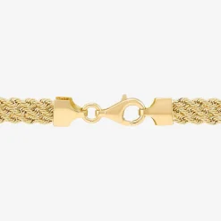 Made in Italy Womens 14K Gold 7.5 Inch Hollow Rope Chain Bracelet