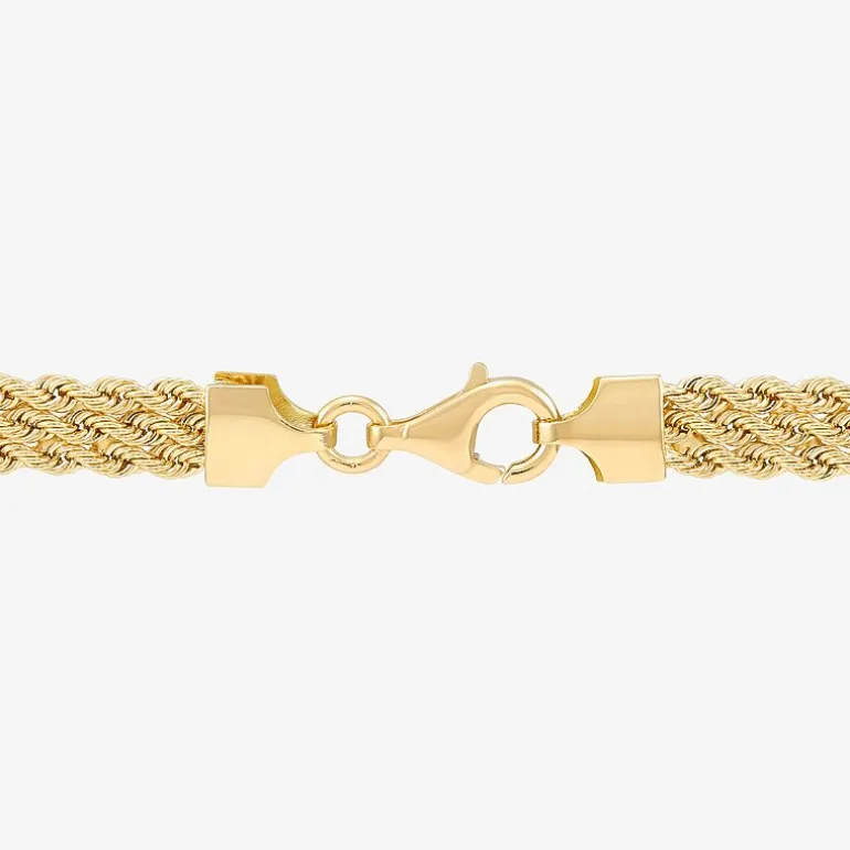 Made in Italy Womens 14K Gold 7.5 Inch Hollow Rope Chain Bracelet