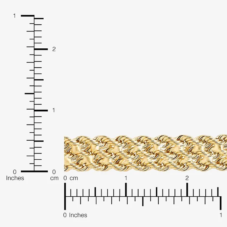 Made in Italy Womens 14K Gold 7.5 Inch Hollow Rope Chain Bracelet