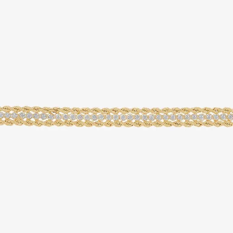 Made in Italy Womens 14K Gold 7.5 Inch Solid Rope Chain Bracelet