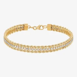 Made in Italy Womens 14K Gold 7.5 Inch Solid Rope Chain Bracelet
