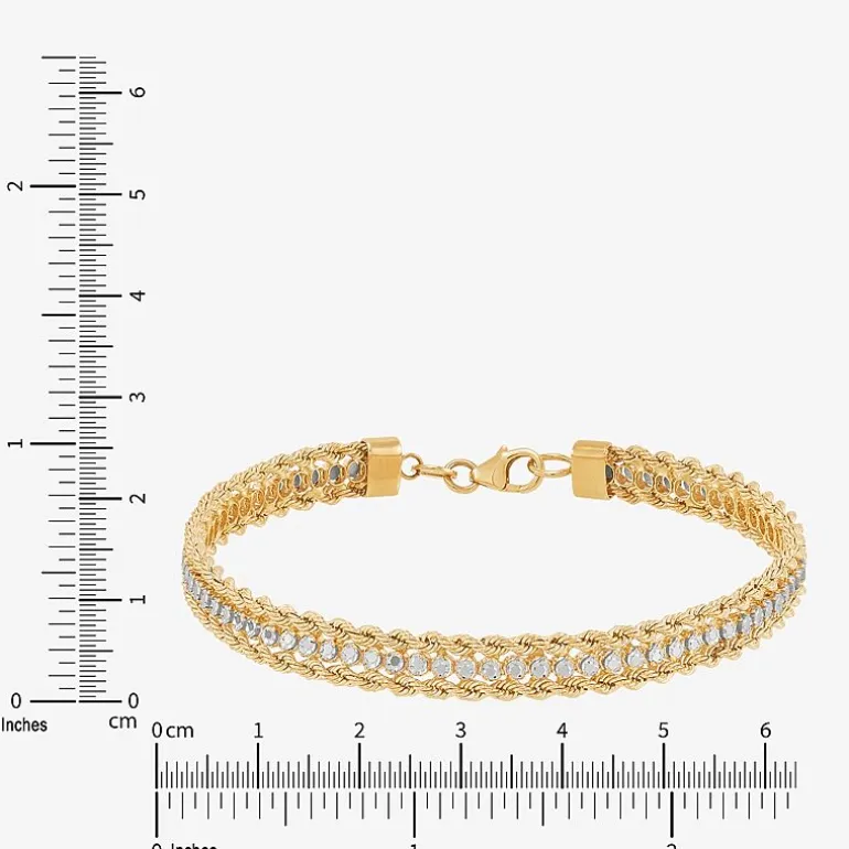 Made in Italy Womens 14K Gold 7.5 Inch Solid Rope Chain Bracelet