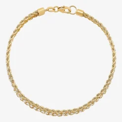 Made in Italy Womens 14K Gold 7.5 Inch Solid Rope Chain Bracelet