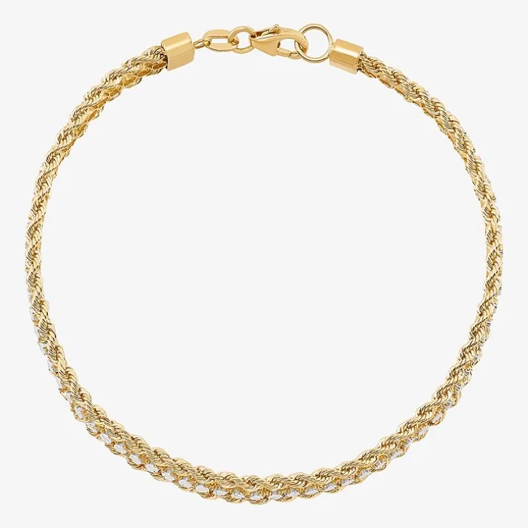 Made in Italy Womens 14K Gold 7.5 Inch Solid Rope Chain Bracelet