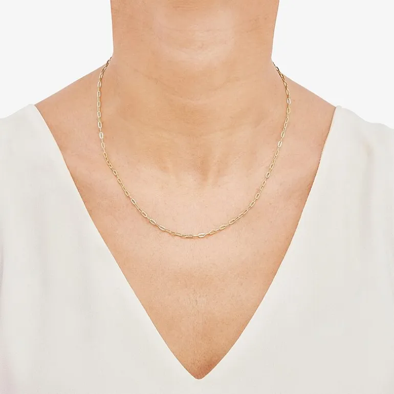 Made in Italy Womens 10K Gold 18 Inch Paperclip Chain Necklace
