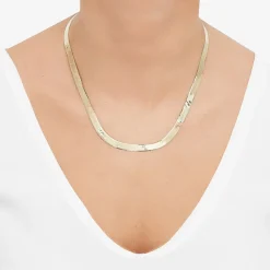Made in Italy Womens 14K Gold 18 Inch Herringbone Chain Necklace