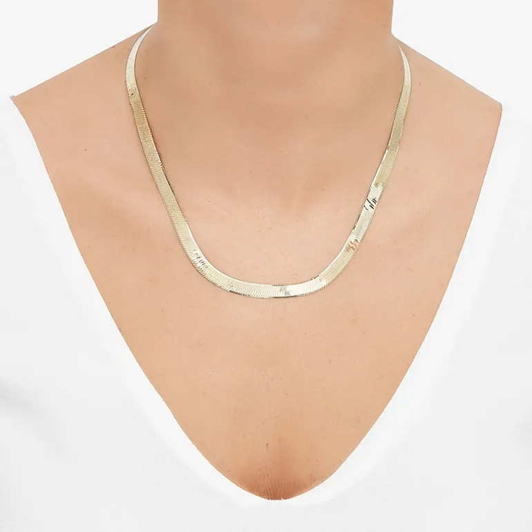Made in Italy Womens 14K Gold 18 Inch Herringbone Chain Necklace