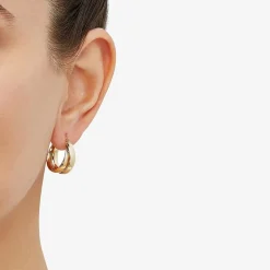 Made in Italy Womens 14K Gold 15mm Hoop Earrings
