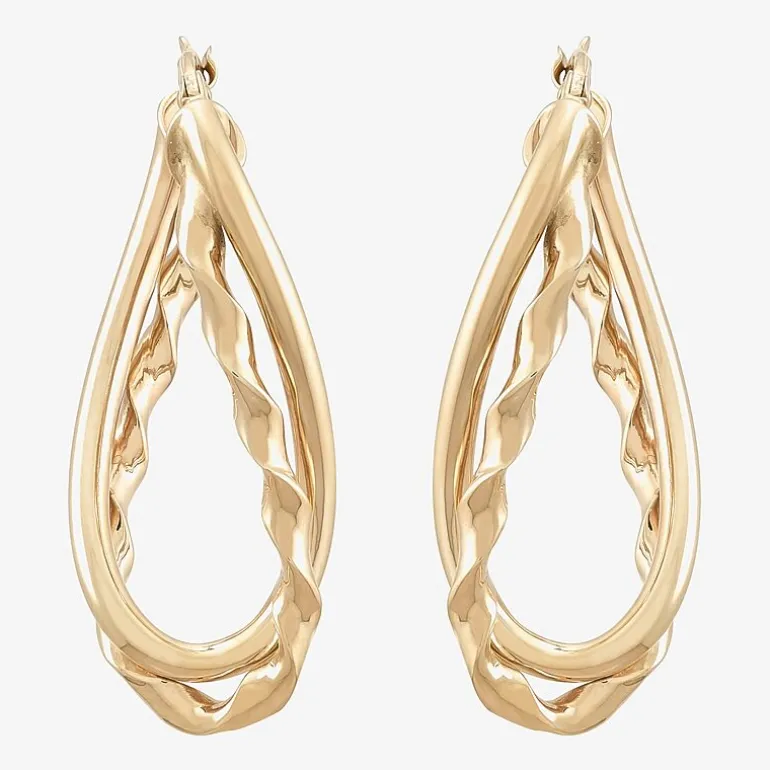 Made in Italy Womens 14K Gold 30mm Hoop Earrings
