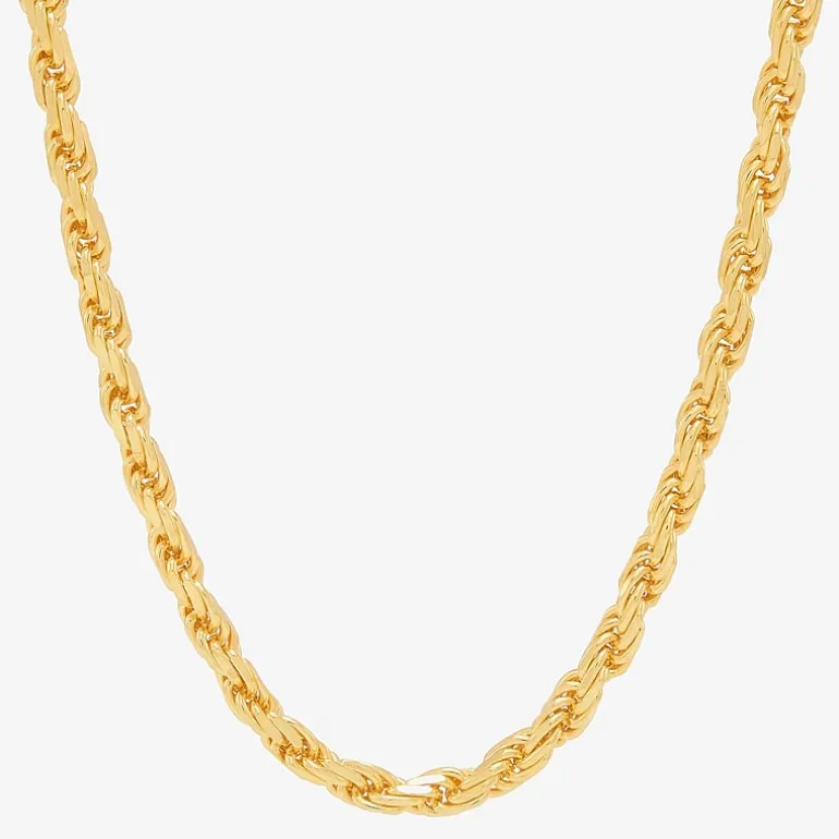 Made in Italy Womens 24K Gold Over Silver 24 Inch Rope Chain Necklace