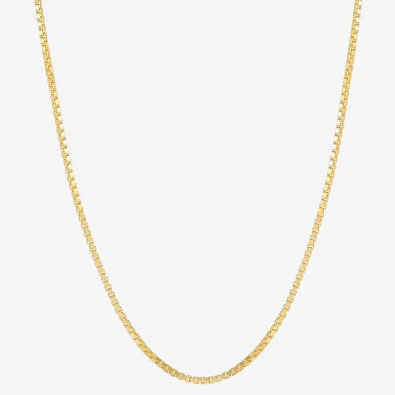 Made in Italy Womens 24K Gold Over Silver 18 Inch Box Chain Necklace