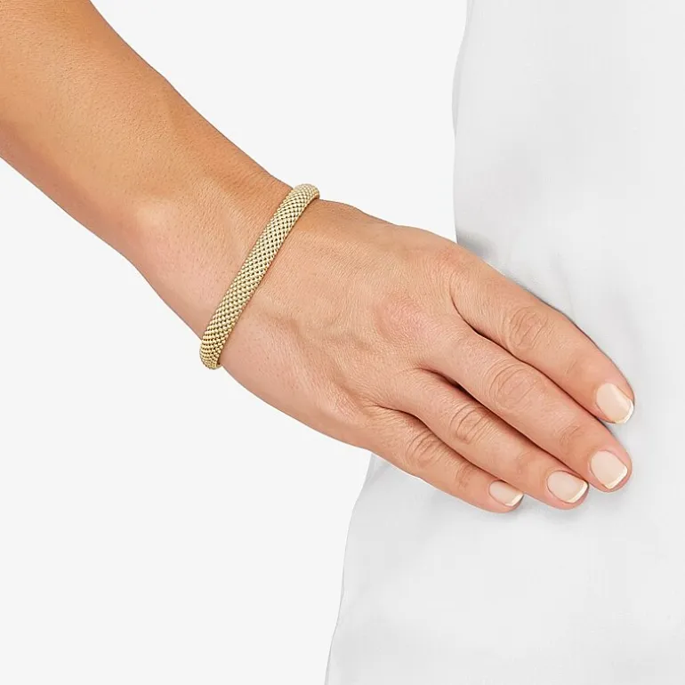 Made in Italy Womens 14K Gold Over Silver Hollow Heart 7.5 Inch Link Bracelet