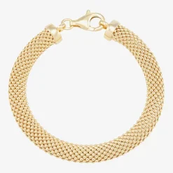 Made in Italy Womens 14K Gold Over Silver Hollow Heart 7.5 Inch Link Bracelet
