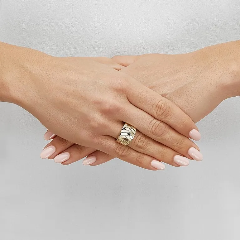 Made in Italy Womens 13MM 14K Gold Band