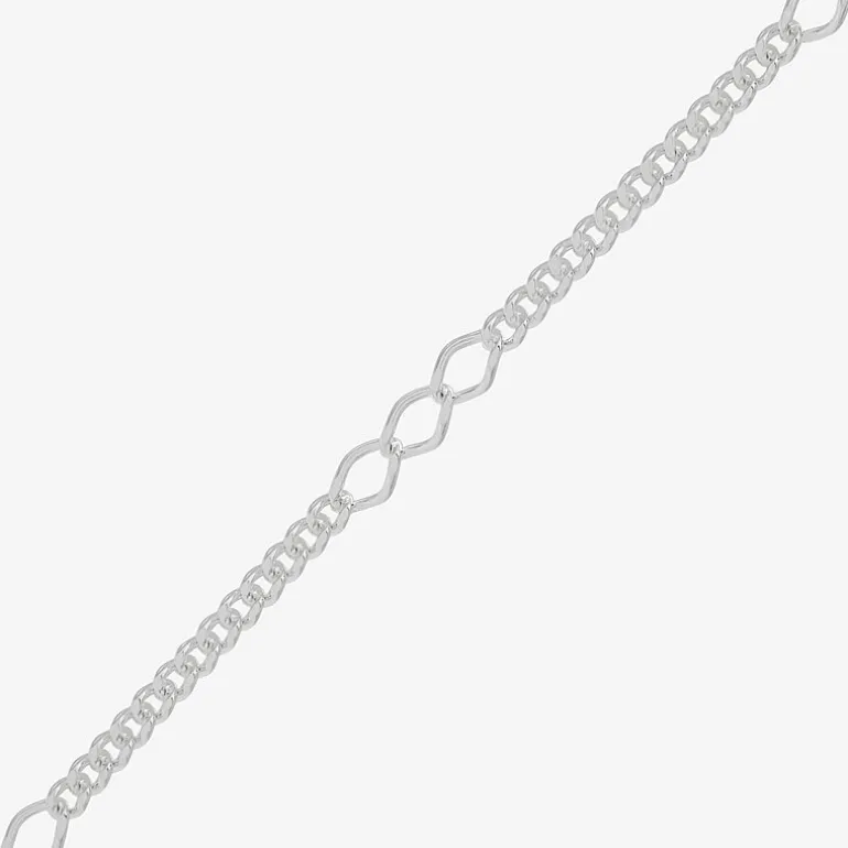 Made in Italy Womens Sterling Silver 9 1/2 Inch Solid Figaro Chain Bracelet