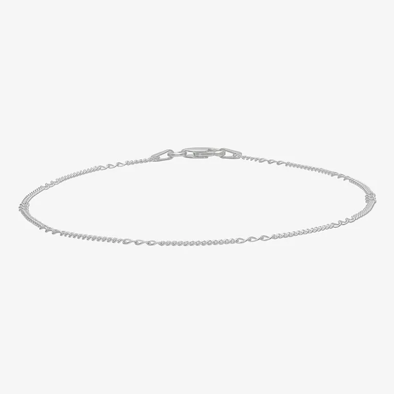 Made in Italy Womens Sterling Silver 9 1/2 Inch Solid Figaro Chain Bracelet