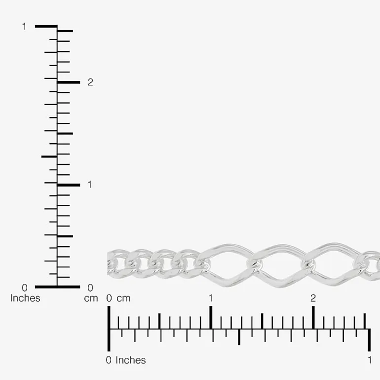 Made in Italy Womens Sterling Silver 9 1/2 Inch Solid Figaro Chain Bracelet
