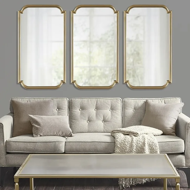 Madison Park 38 Adelaide Gold Scalloped Wood Wall Mount Rectangular Wall Mirror