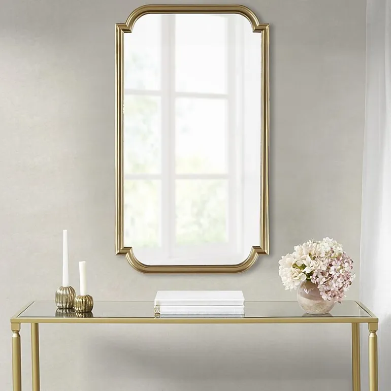 Madison Park 38 Adelaide Gold Scalloped Wood Wall Mount Rectangular Wall Mirror