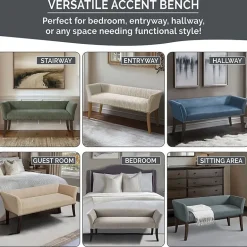Madison Park Antonio Upholstered Bench