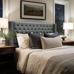 Madison Park Baldwin Queen Upholstered Tufted Headboard