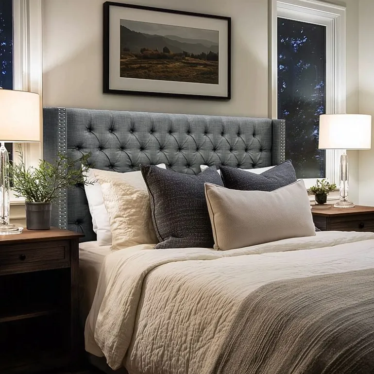 Madison Park Baldwin Queen Upholstered Tufted Headboard