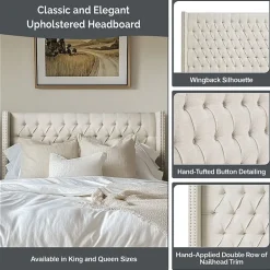 Madison Park Baldwin Queen Upholstered Tufted Headboard