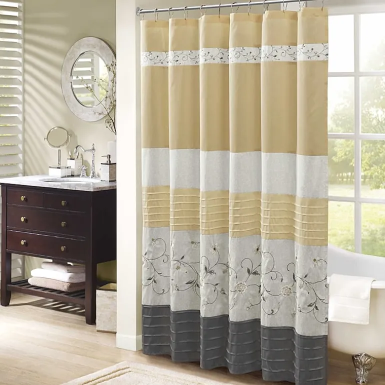 Madison Park Belle Embroidered Shower Curtain