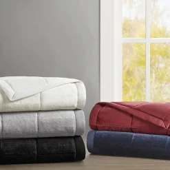 Madison Park Campbell Reversible Plush To Microfiber Temperature Regulating Down Alternative Blanket