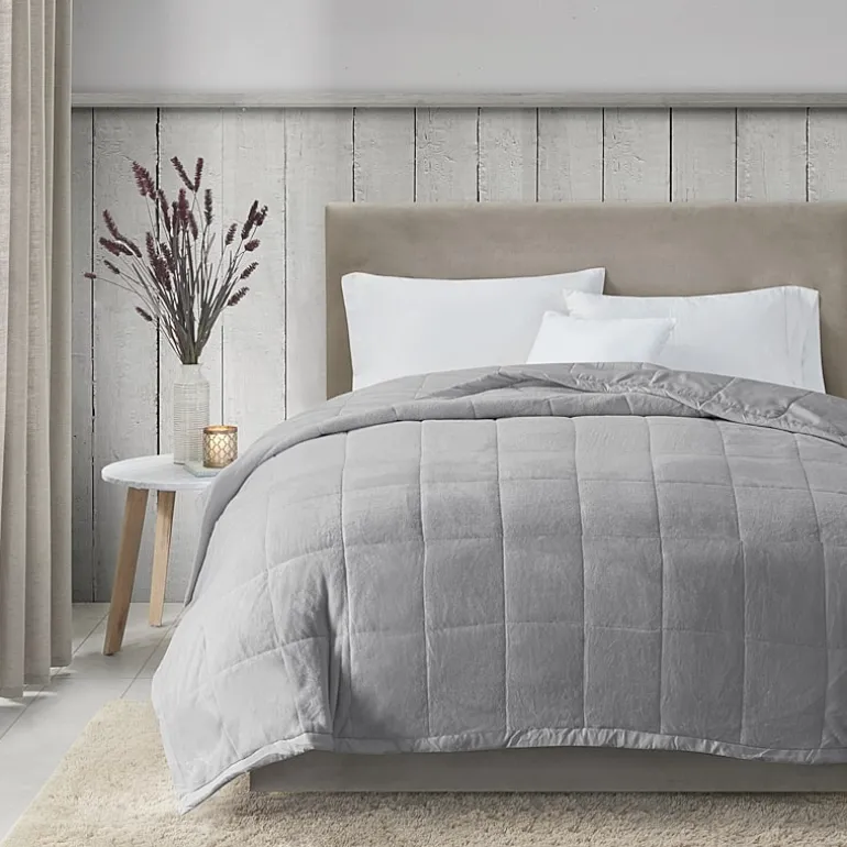 Madison Park Campbell Reversible Plush To Microfiber Temperature Regulating Down Alternative Blanket