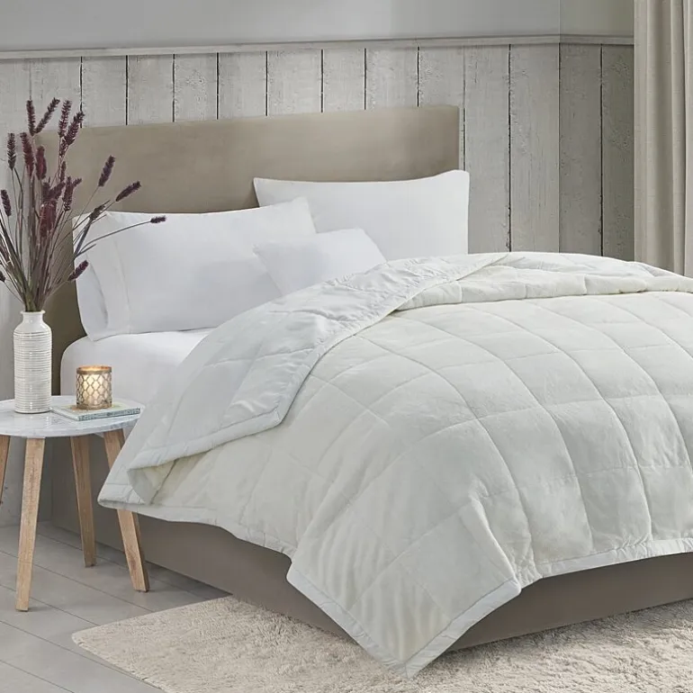 Madison Park Campbell Reversible Plush To Microfiber Temperature Regulating Down Alternative Blanket