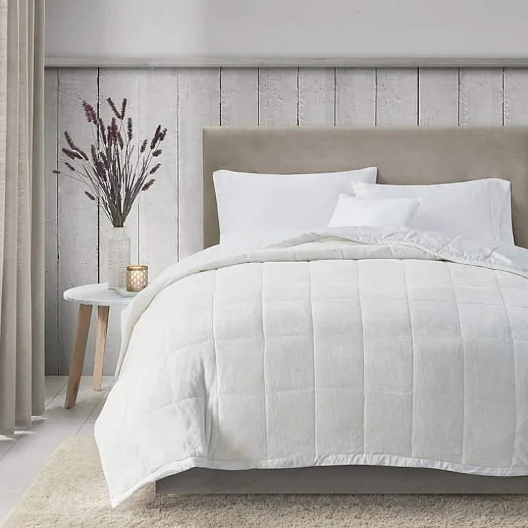 Madison Park Campbell Reversible Plush To Microfiber Temperature Regulating Down Alternative Blanket