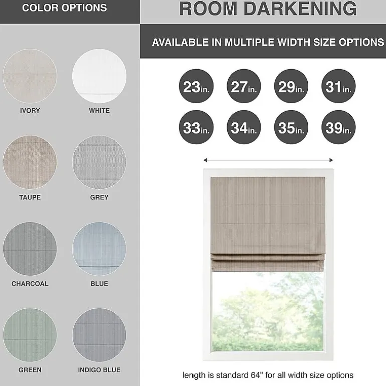 Madison Park Colm Energy Saving Cordless Room Darkening Roman Shade