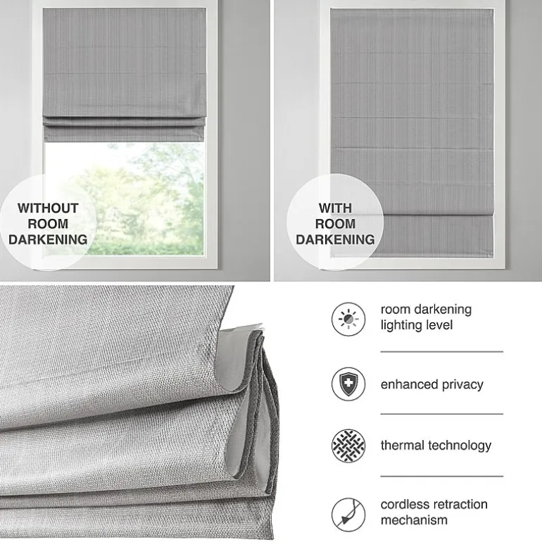 Madison Park Colm Energy Saving Cordless Room Darkening Roman Shade