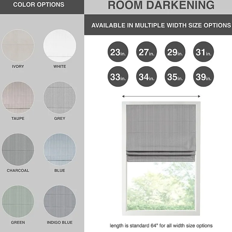 Madison Park Colm Energy Saving Cordless Room Darkening Roman Shade