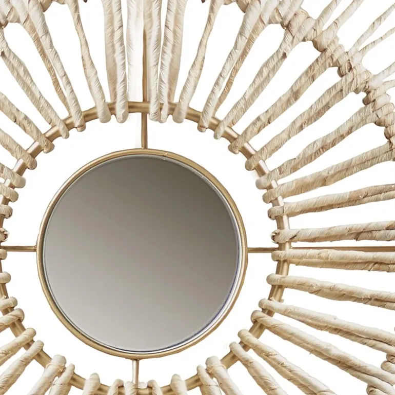 Madison Park Ella Round Natural Fiber And Mirror 3-pc. Wall Art Set