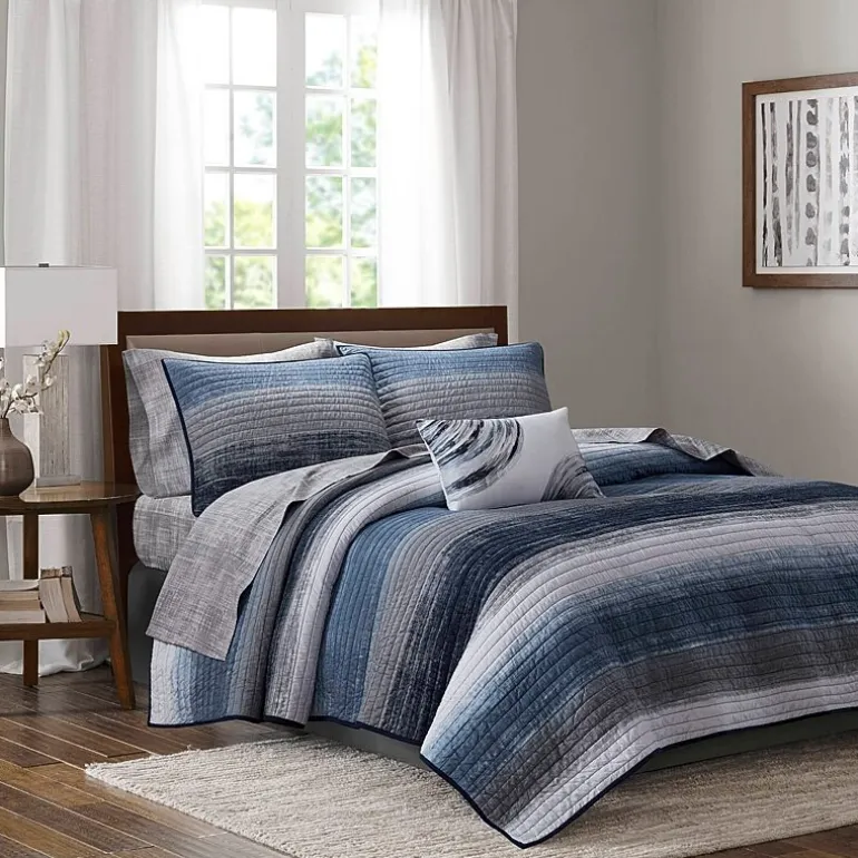 Madison Park Essentials Barret Quilt Set with Cotton Bed Sheets
