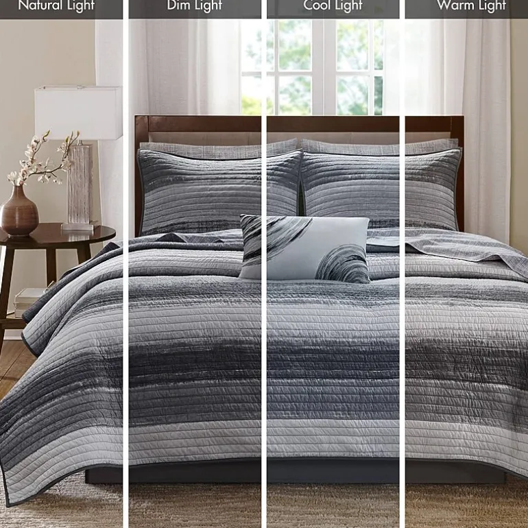Madison Park Essentials Barret Quilt Set with Cotton Bed Sheets