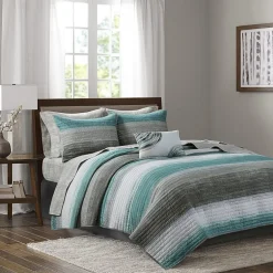 Madison Park Essentials Barret Quilt Set with Cotton Bed Sheets