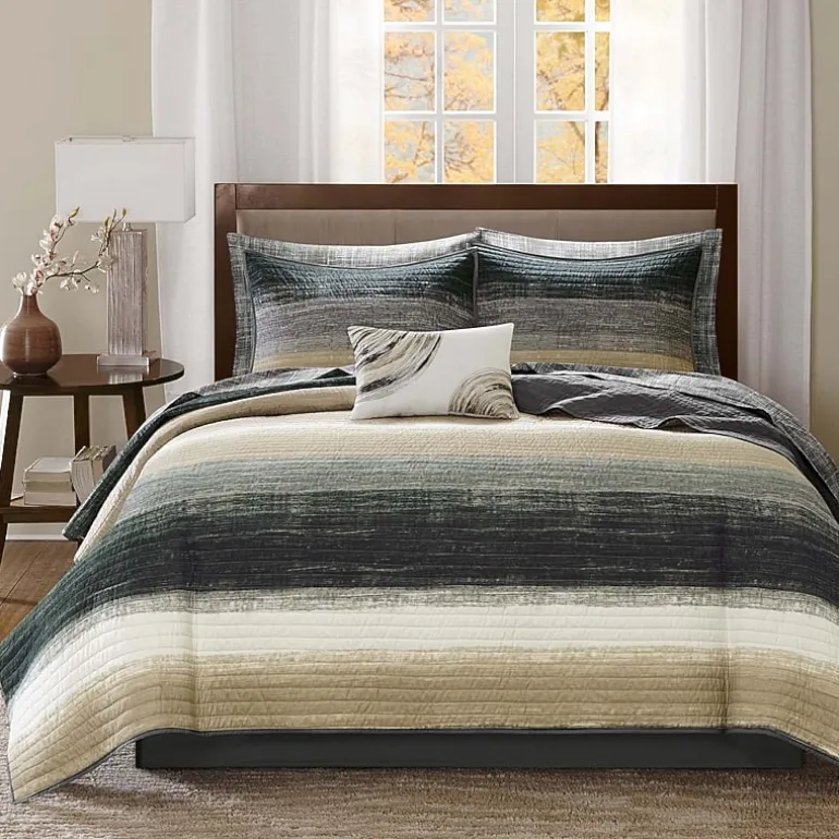 Madison Park Essentials Barret Quilt Set with Cotton Bed Sheets