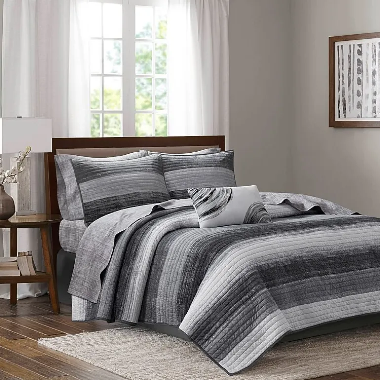 Madison Park Essentials Barret Quilt Set with Cotton Bed Sheets