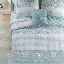 Madison Park Evian Seersucker 4-pc. Hypoallergenic Quilt Set
