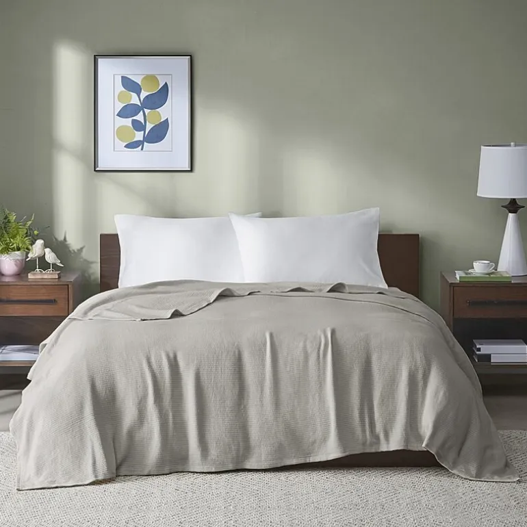 Madison Park Freshspun Basketweave 100% Cotton Blanket