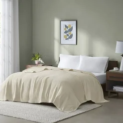 Madison Park Freshspun Basketweave 100% Cotton Blanket