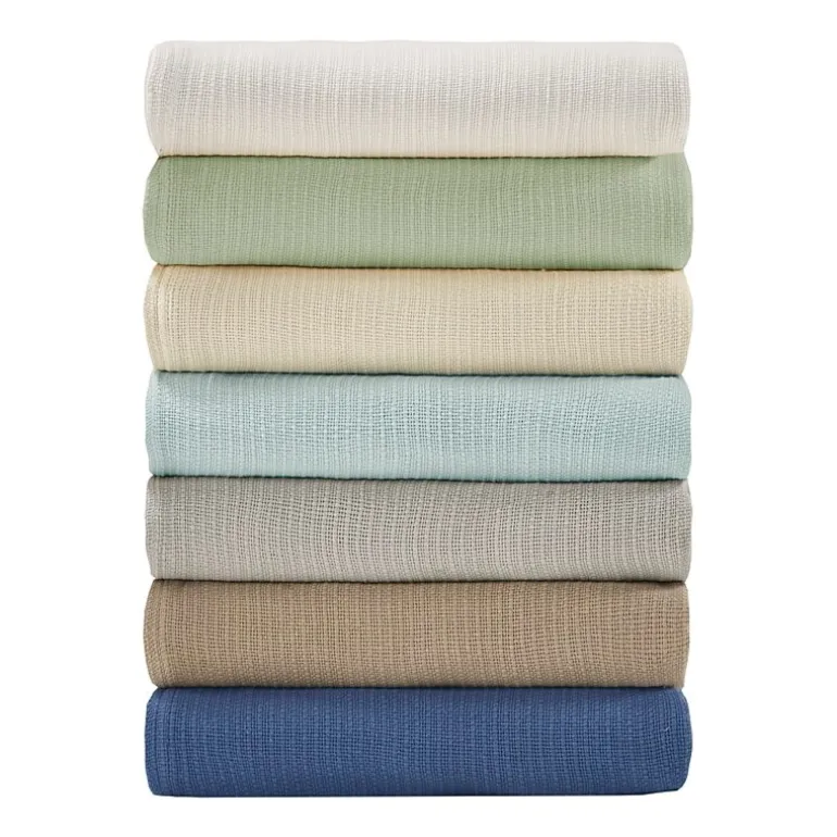 Madison Park Freshspun Basketweave 100% Cotton Blanket