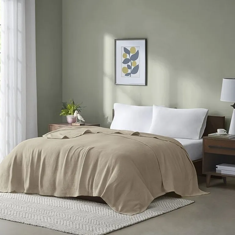 Madison Park Freshspun Basketweave 100% Cotton Blanket