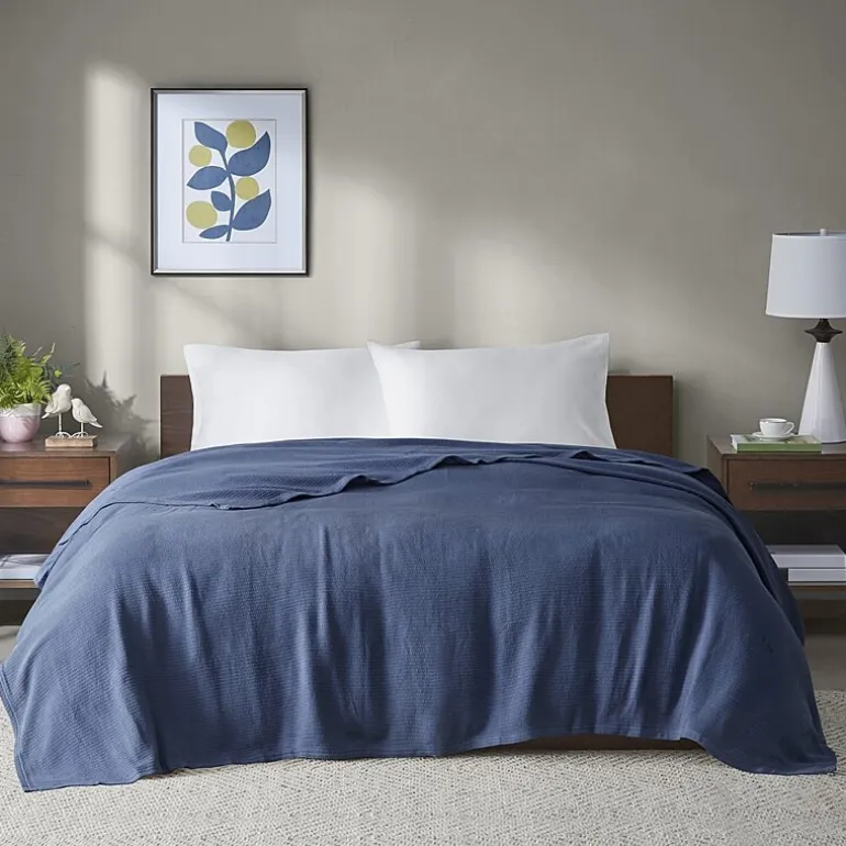 Madison Park Freshspun Basketweave 100% Cotton Blanket