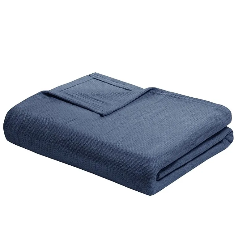Madison Park Freshspun Basketweave 100% Cotton Blanket